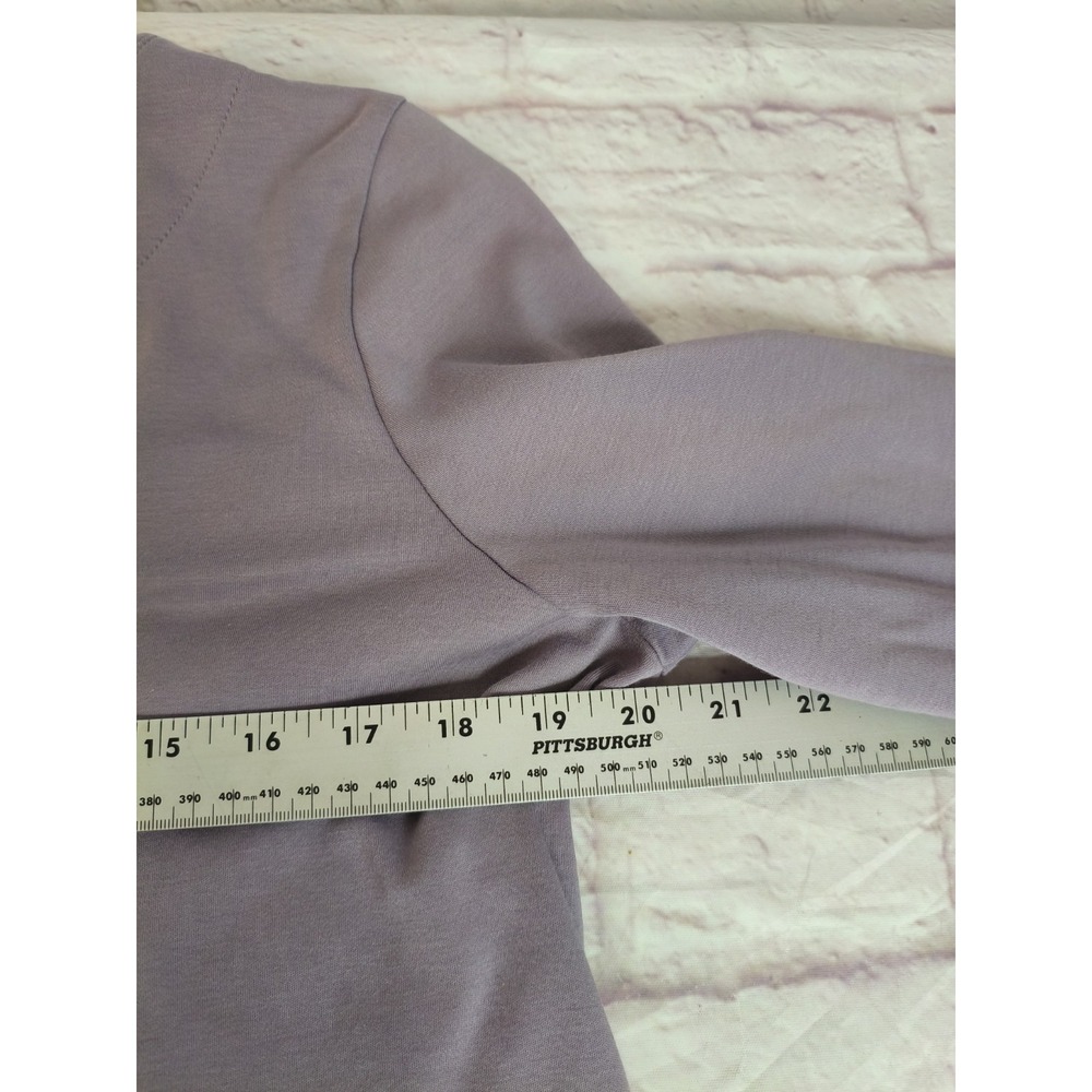 LL Bean Women's Split Neck 100% Supima Cotton Lavender Top Size L 3/4 sleeve - Picture 4 of 6